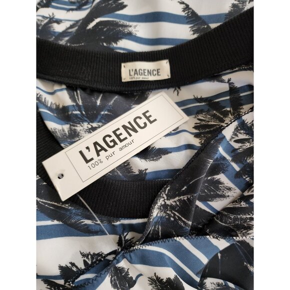 L'Agence Blue Tropical Maxi Beach Dress XS Palm Slits Sleeveless Extra Small - Picture 7 of 7